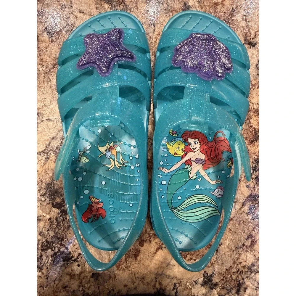 Crocs Kids Disney Princess Ariel Isabella Jelly Sandals Glitter EUC C 12